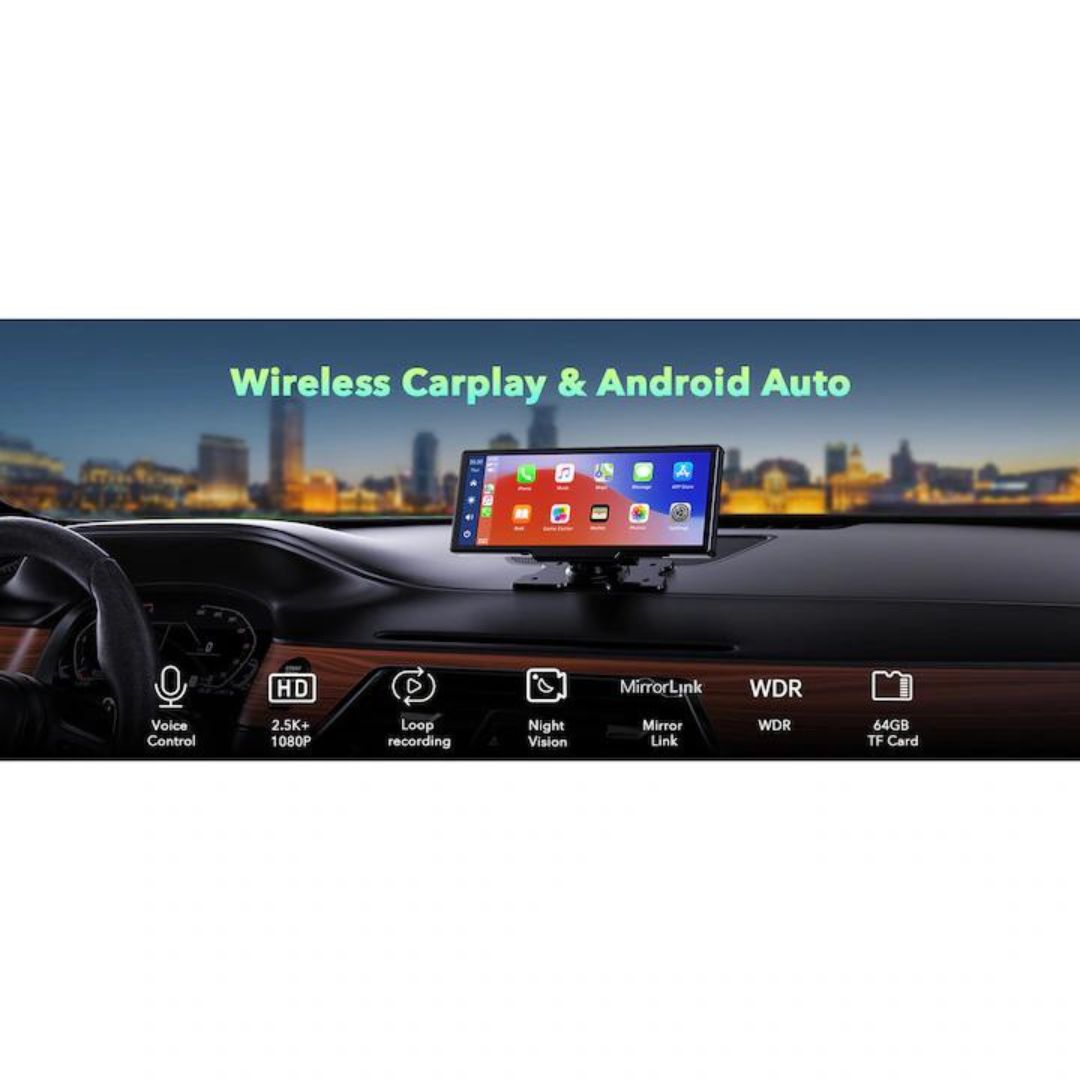 Sistem navigatie auto Multimedia DVR 26 cm,10.26 inch, 2 camere - 4K/1080 Reglabile, Senzor Intensitate Lumina, Upgrade Sunet Dual, G-Senzor, Split-screen HD 4K full-touch Detasabil, GPS prin CarPlay/AndroidAuto